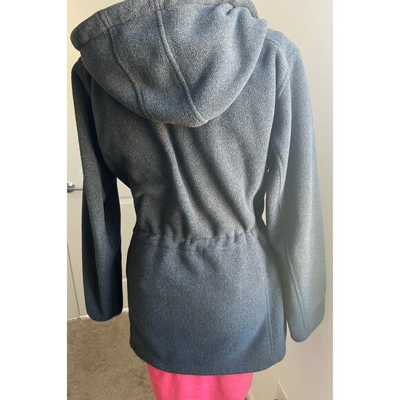 Land’s End Women's Dark Gray Hooded Sherpa Fleece Full Zip Jacket Medium 10-12 - Picture 2 of 11